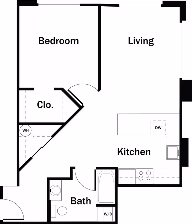 1 Bedroom, 1 Bath C - Renovated 120 floor plan